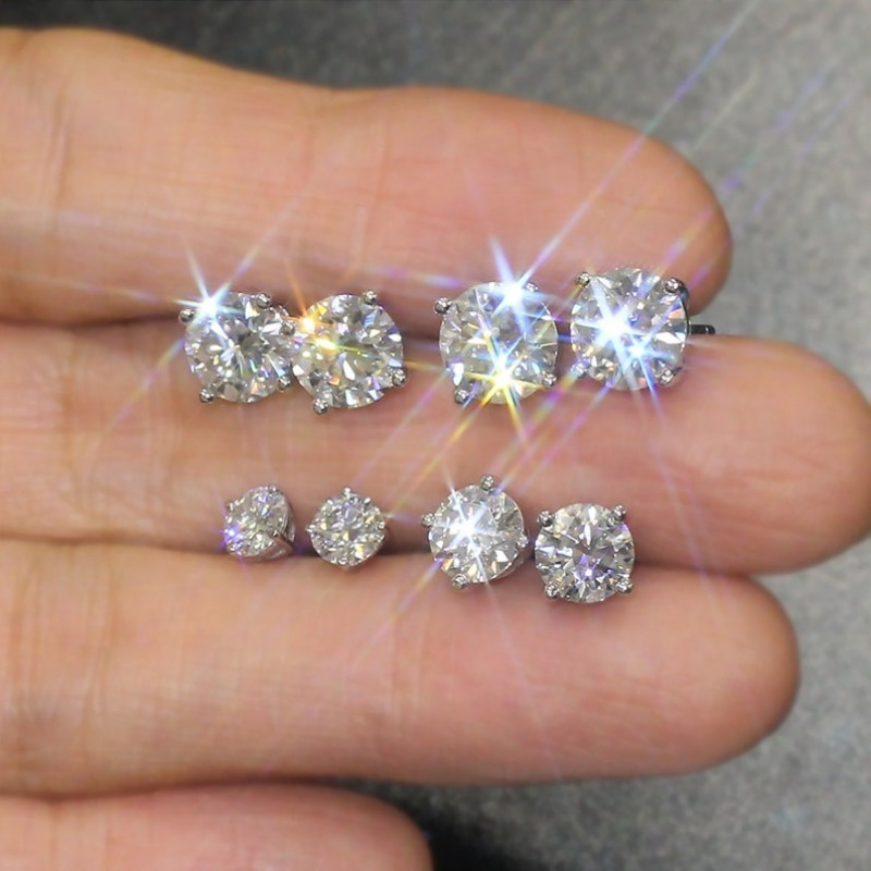 Unisex Sparkling Moissanite Stud Earrings, Classic Gift